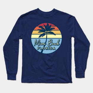 Miami Beach Florida Retro Sunset Long Sleeve T-Shirt